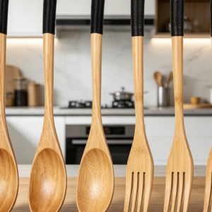 Wooden Spoon And Fork Set (Versatile For Cooking And Dining)