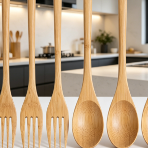 Wooden Fork And Spoon Set (Reusable Bamboo Tableware)