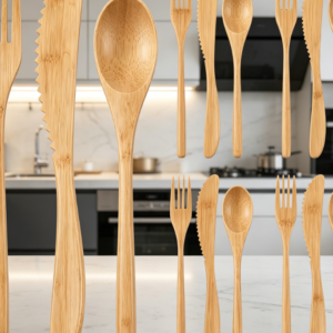 Wooden Cutlery Set (Spoon, Fork, Knife) For Practical Kitchen Use