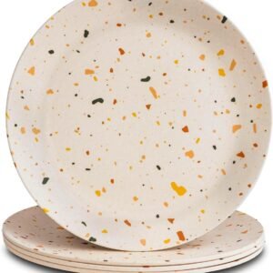 4-Piece Reusable Bamboo Dinnerware Set - Non-Toxic Toddler and Children's Plates, Dishwasher Safe, Do Not Microwave (Celebration Size 8-inch)