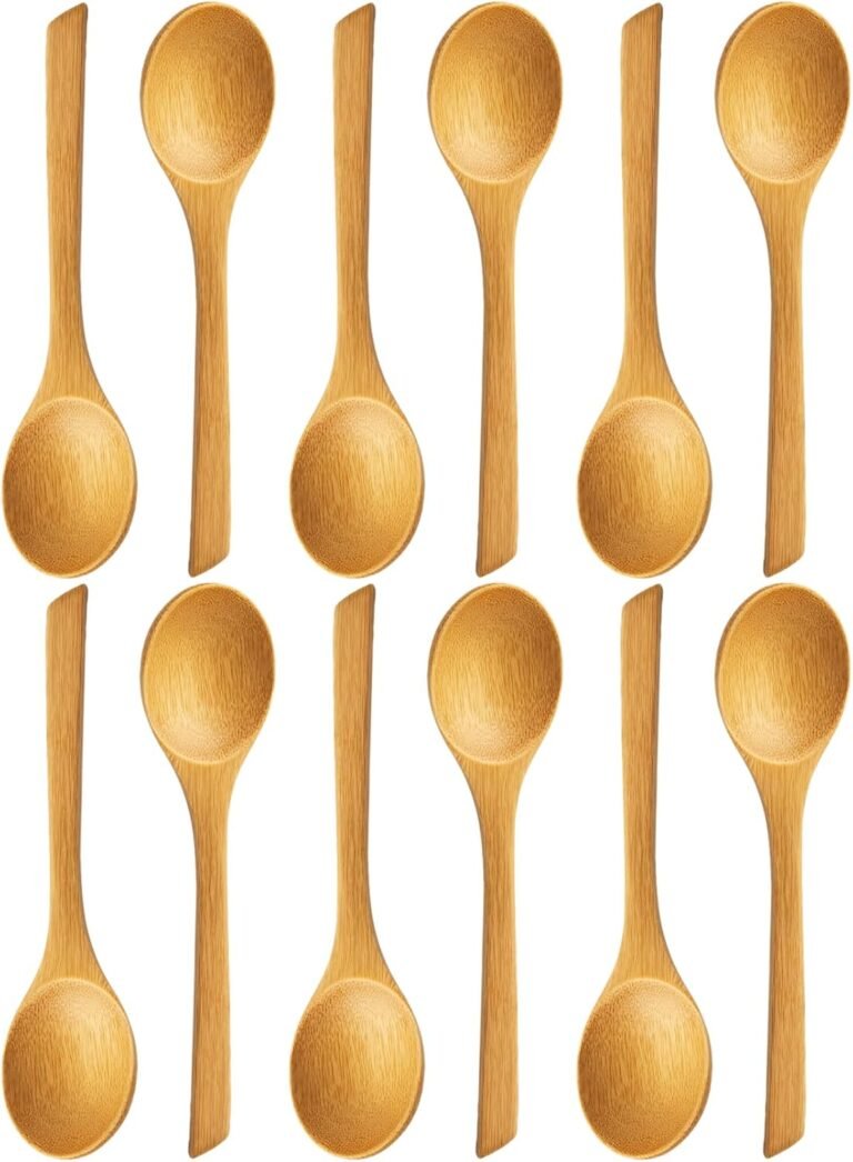 12-piece long bamboo spoon set, 8.5-inch wooden spoons, suitable for soup, ramen, cereal, and rice, reusable, eco-friendly bamboo spoons, Japanese kitchen cutlery