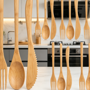 Eco-Friendly Wooden Tableware Set (Portable For Kitchen & Travel Use)