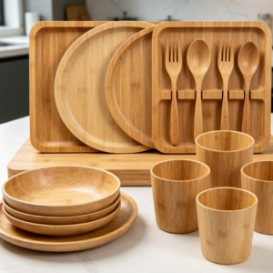 Eco-Friendly Bamboo Fiber Home Tableware Set (Shatter-Resistant & Practical)
