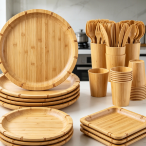 Wood-Grain Disposable Tableware Set (Rustic Party Supplies)